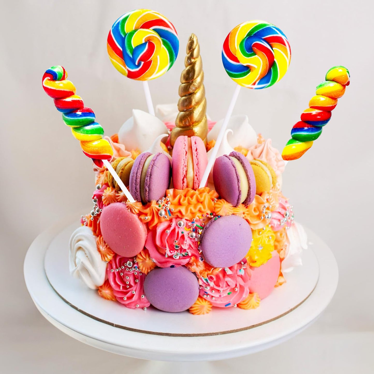 Rainbow Twisty & Swirl Lollipops 32 Pack, Unicorn Candy Swirl Lollipops Individually Wrapped Suckers, (16Swirl + 16Twist Mx)