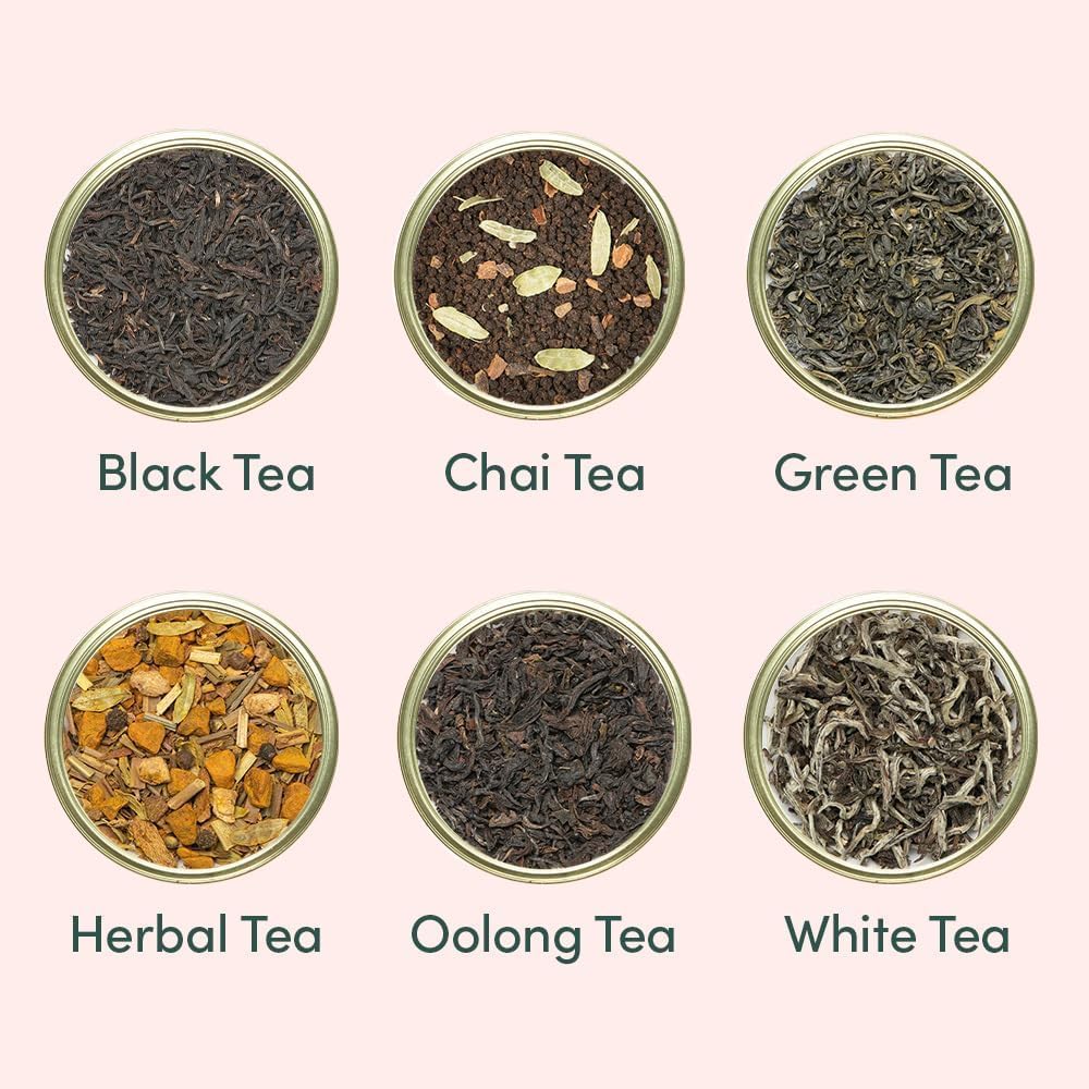 VAHDAM elegant Tea Gift Set - 24 Unique Loose Leaf Teas in Tin Caddies, Gluten Free, Non GMO, Perfect Gift for mature-themeds