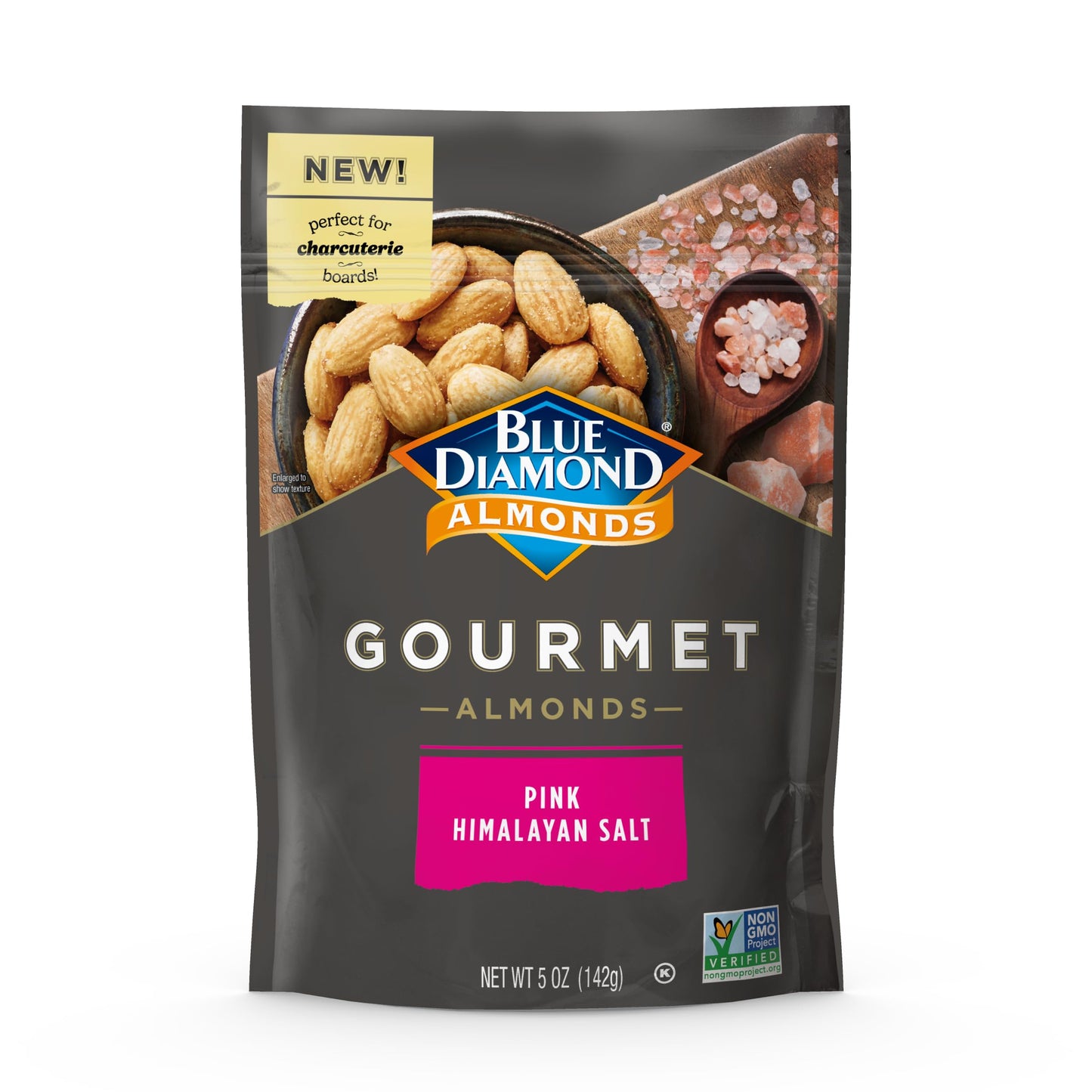 Blue Diamond Almonds, Gourmet Specialty Pink Himalayan Rock Salt Flavored Classic Snack Nuts Perfect for Charcuterie, Holidays, 