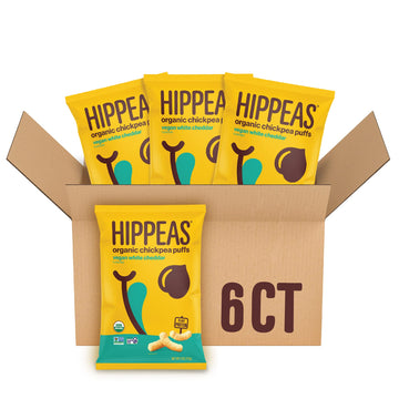 Hippeas Organic Chickpea Puffs, Vegan White Cheddar, 4 Ounce (Pack Of 6), 4G Protein, 3G Fiber, Vegan, Gluten-Free, Crunchy, Pla