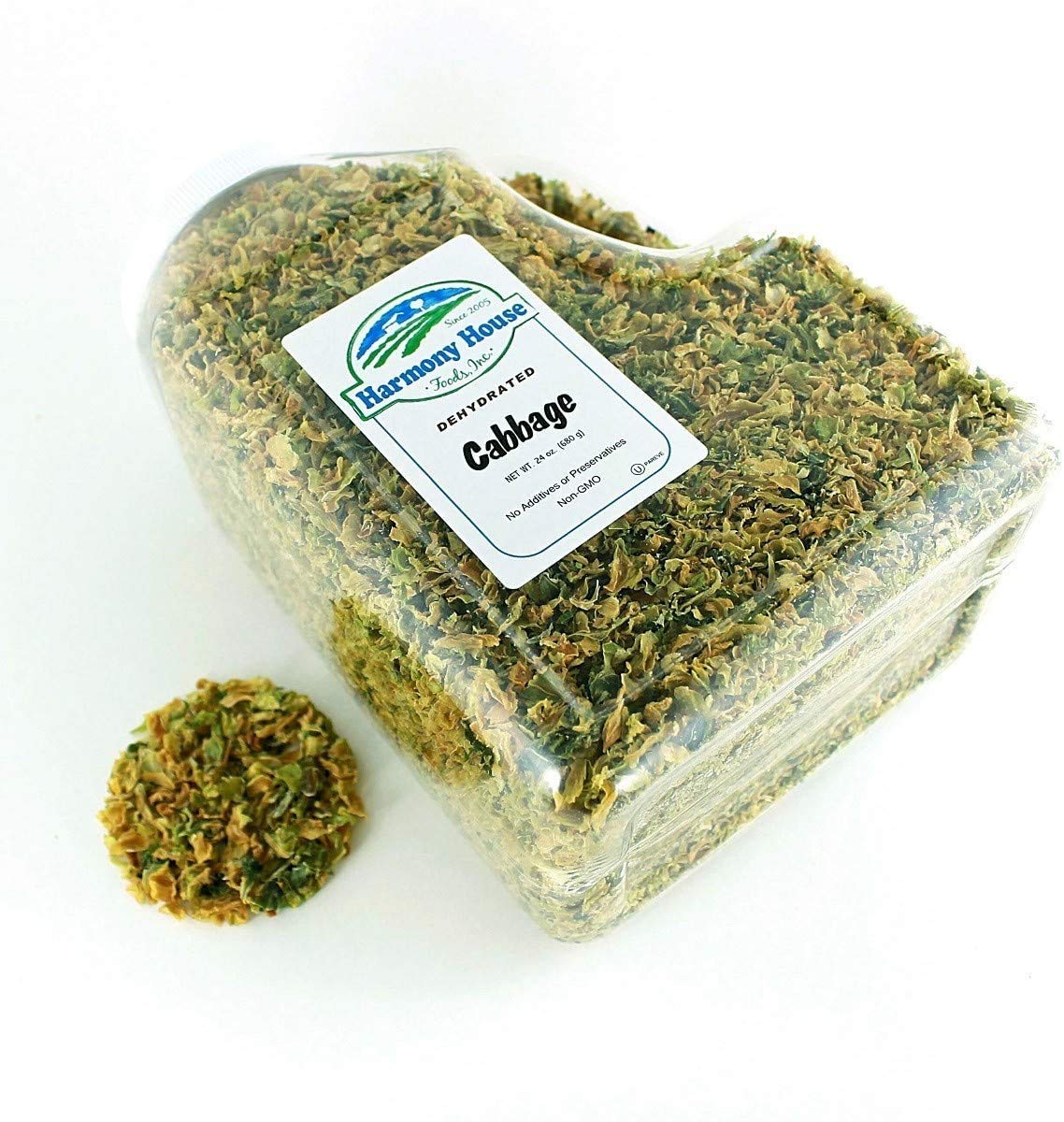 Harmony House Foods Dehydrated Cabbage Flakes - Air Dried Vegetables For Soup And Cooked Dishes, Great For Camping, Survival, And Backpacking, 24 Ounces