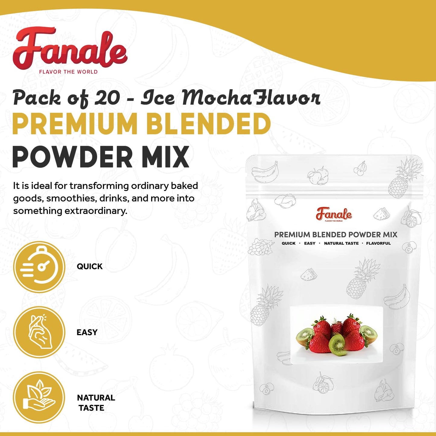 Fanale Premium Ice Mocha Bubble Tea Flavoring Powder | Perfect For Baking, Smoothies, Desserts And Drinks | Instant Flavoring Po