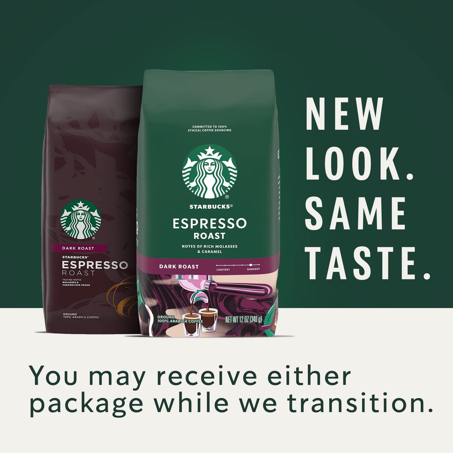 Starbucks Dark Roast Whole Bean Coffee, Espresso Roast, 100% Arabica, 12 oz bags, Pack of 6