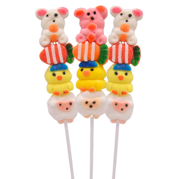 Needzo Marshmallow Kabobs Cute Bunny and Chick Shaped Marshmallows on a Stick, Gourmet Candy Party Favors for Boys and Girls, Pa