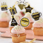 NANAGALI Happy Retirement Cupcake Toppers, 36 Pcs Gold Glitter Cake Decorations, Paper, No DIY, Retirement Theme
