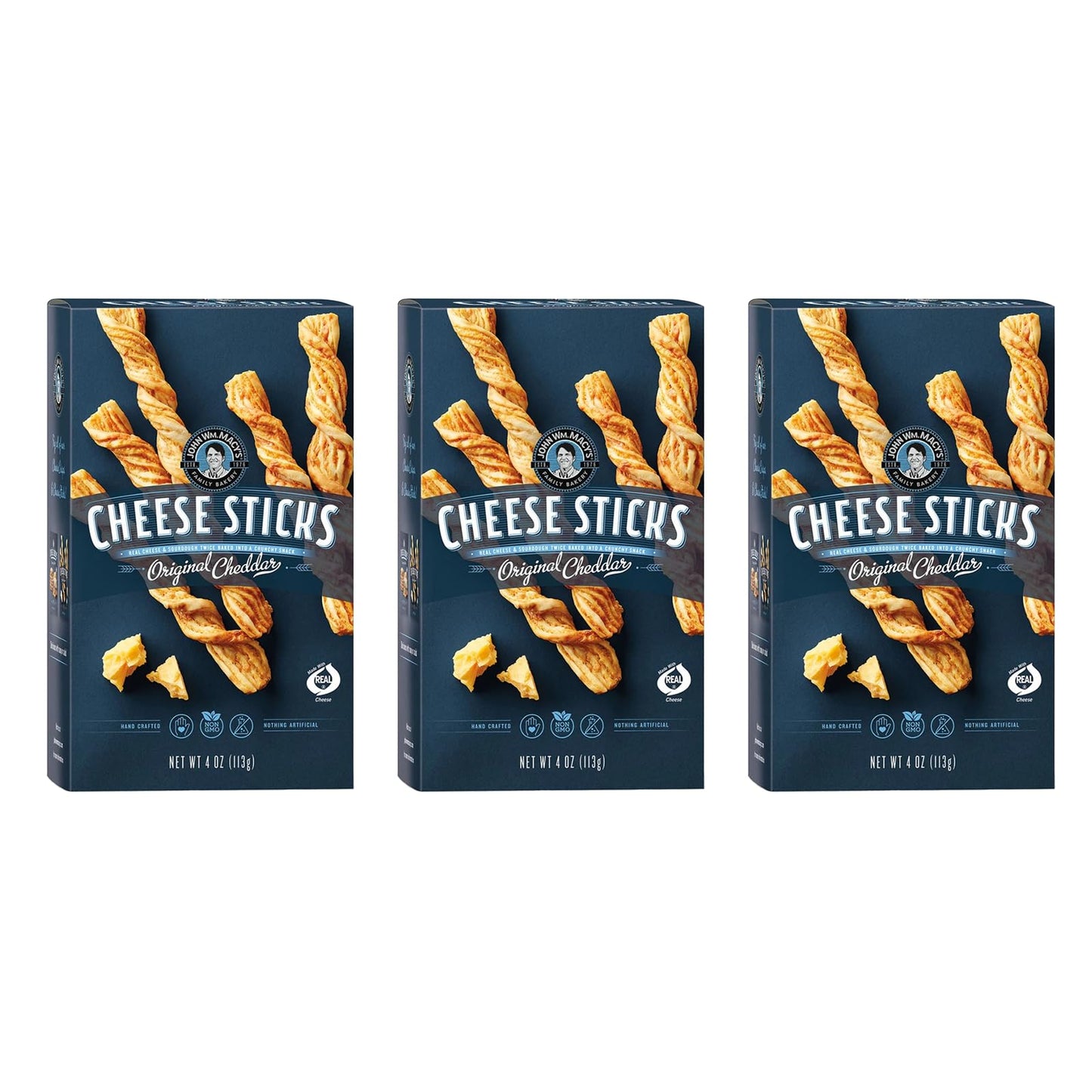 John Wm. Macy's CheeseSticks | Original Cheddar | Twice Baked Sourdough Crackers Made with 100% Real Aged Cheese, Non GMO, Nothi