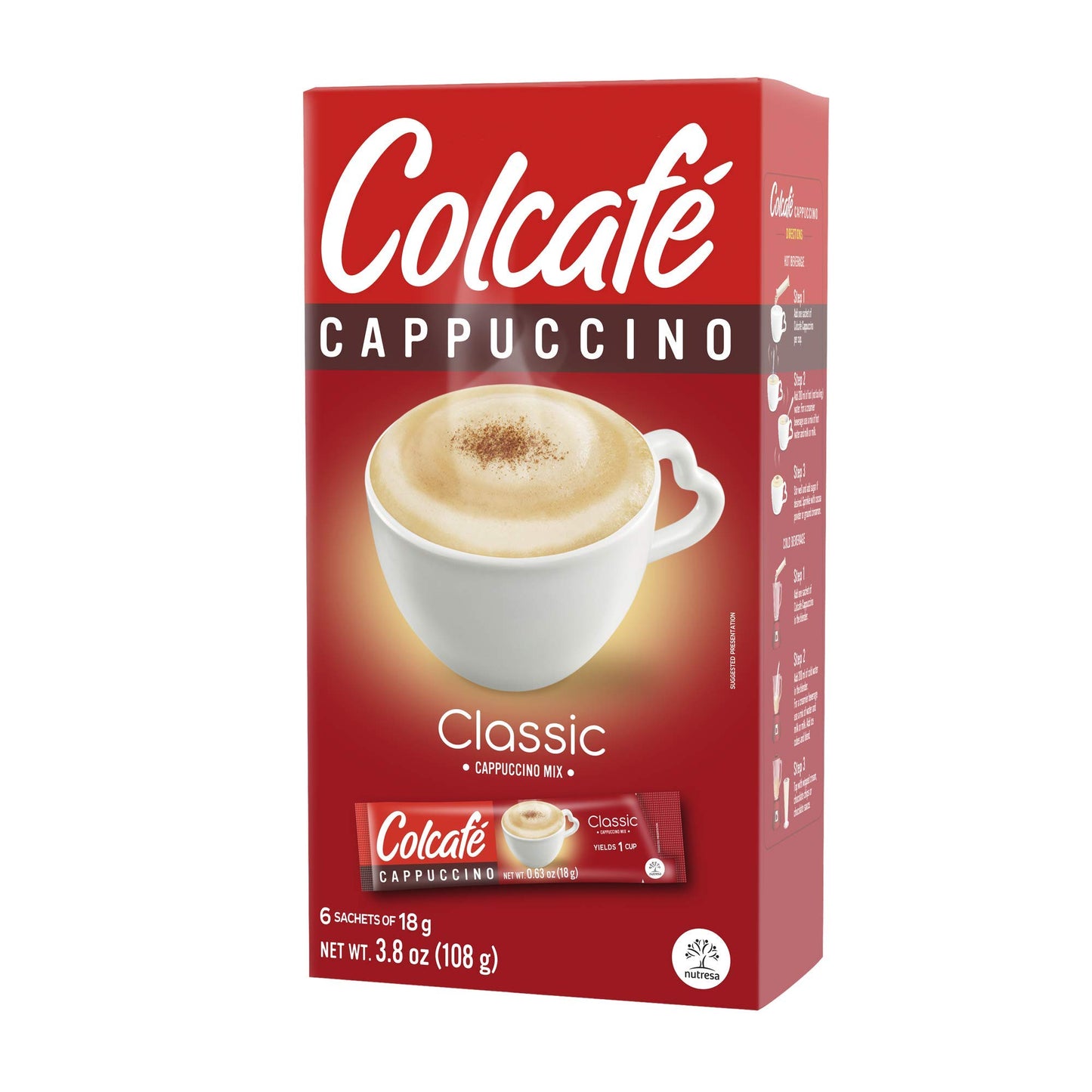 Colcafé Classic Cappuccino Instant Mix | Convenient & Portable Packs | 100% Colombian Coffee | Make Hot Or Cold | 6 Count (Pack Of 2)