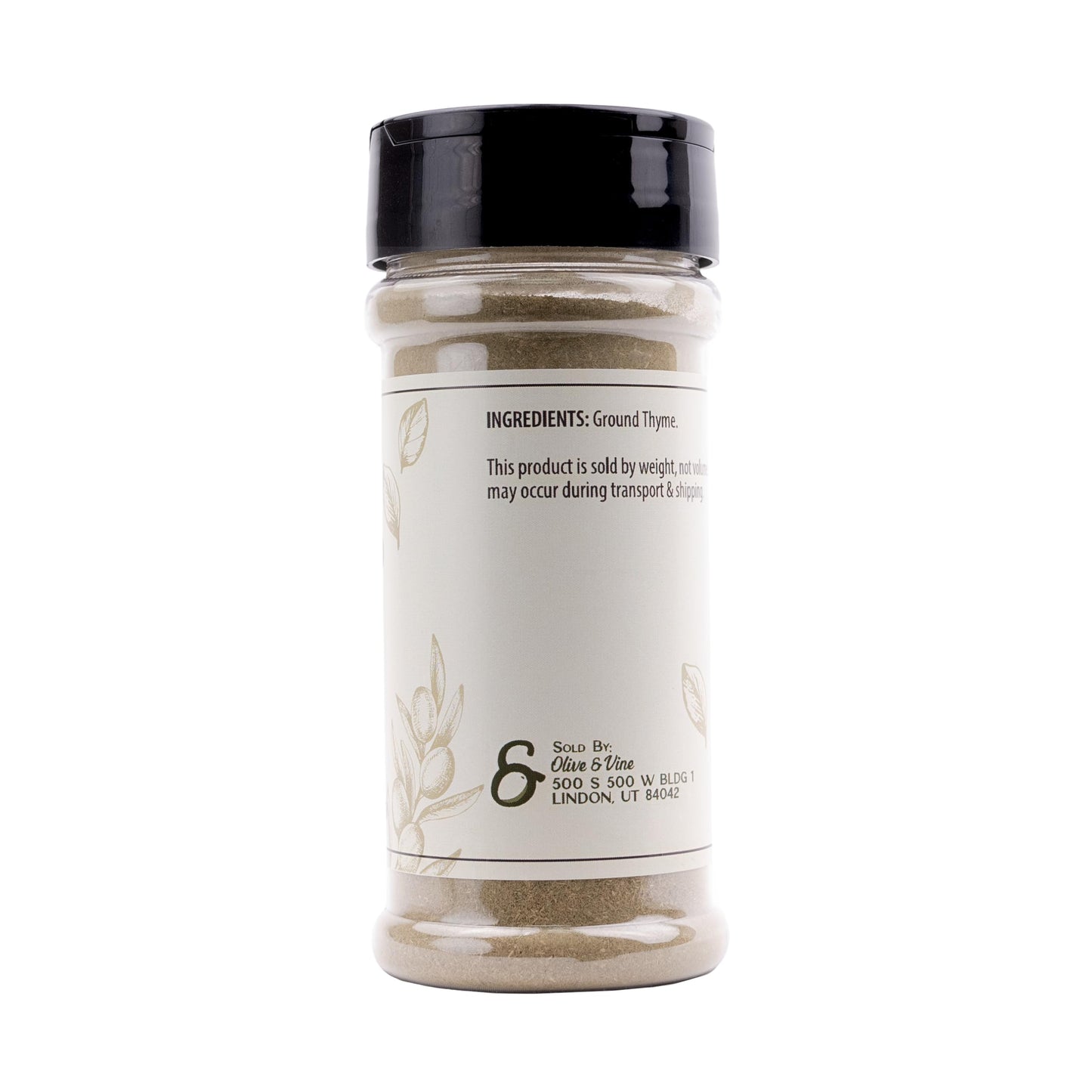 Olive & Vine Ground Thyme, Earthy & Aromatic, Seasoning For Roasts, Soups, And Stews, With Rich Tradition, Authentic Taste, For
