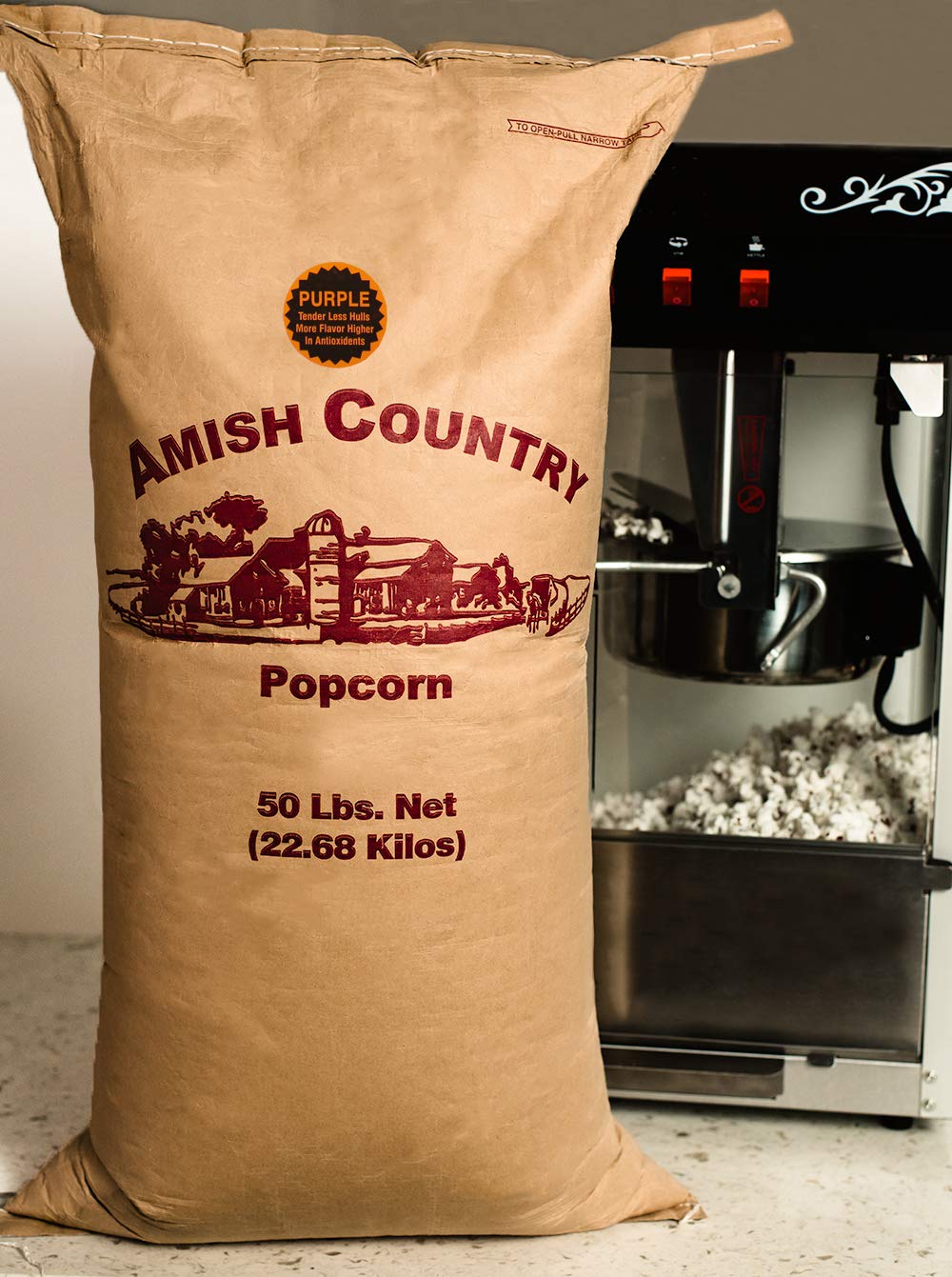 Amish Country Popcorn | 50 lbs Bag | Purple Popcorn Kernels | Old Fashioned, Non-GMO and Gluten Free (Purple - 50 lbs Bag)
