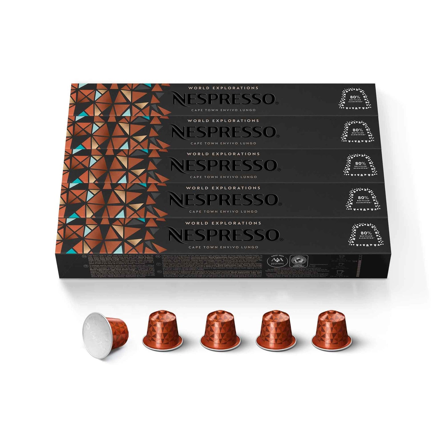 Nespresso Original Line Coffee Pods, Cape Town Envivo Lungo, Dark Roast, 50 Count, Model COMINHKG128850