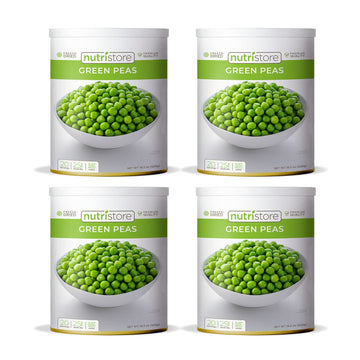 Nutristore Freeze Dried Green Peas Pack of 4 | 160 Servings | 72 OZ | 25 Year Shelf Life | Amazing Taste | Healthy Snack | Emerg