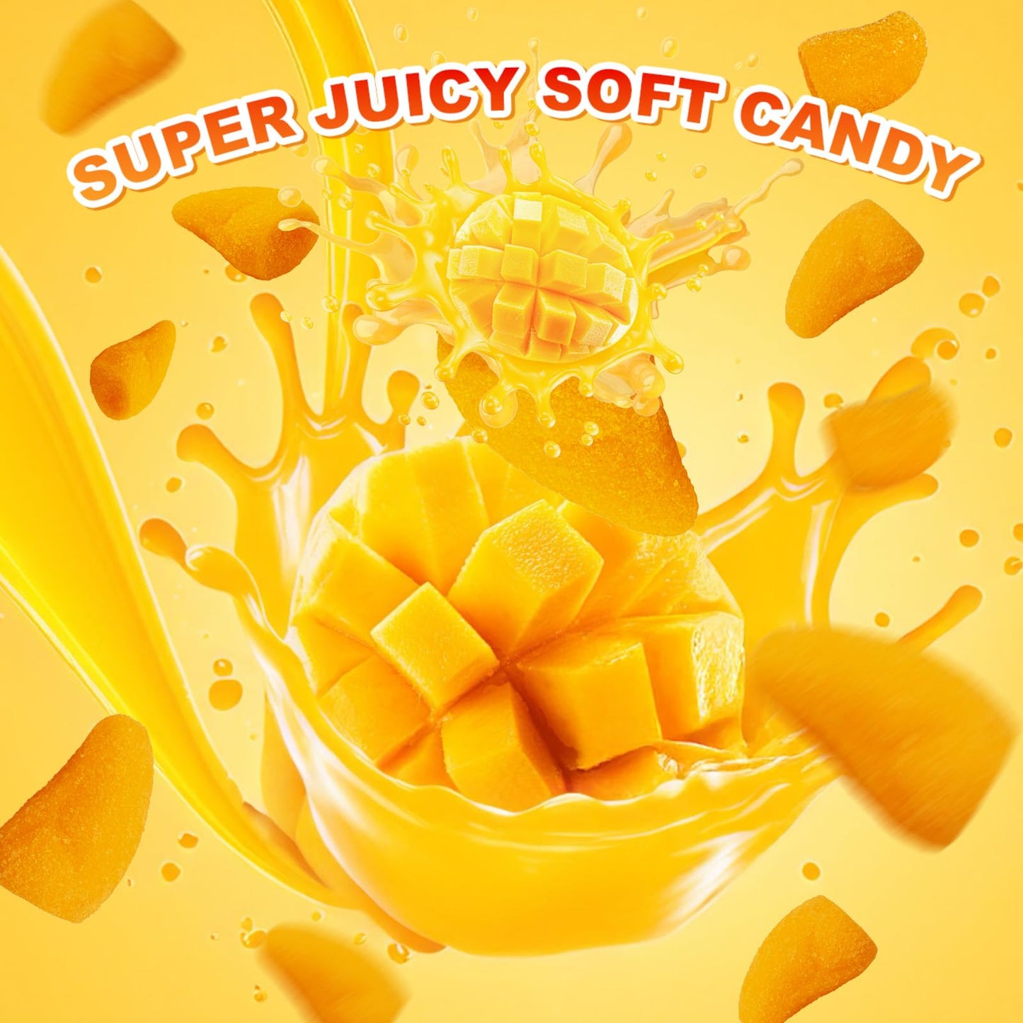 ZOFIA SWEET Natural Mango Flavored Gummy Candy Snack, Vegan, 1LB Pack, Orange