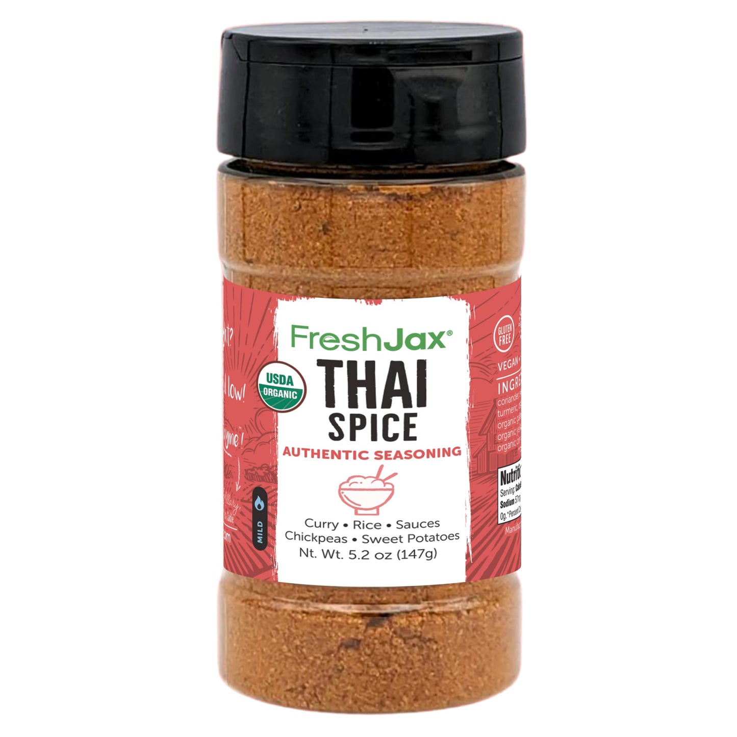 FreshJax Organic Thai Seasoning Powder (5.2 oz Bottle) Non GMO, Gluten Free, Keto, Paleo, No Preservatives, Kosher Plant-Based T