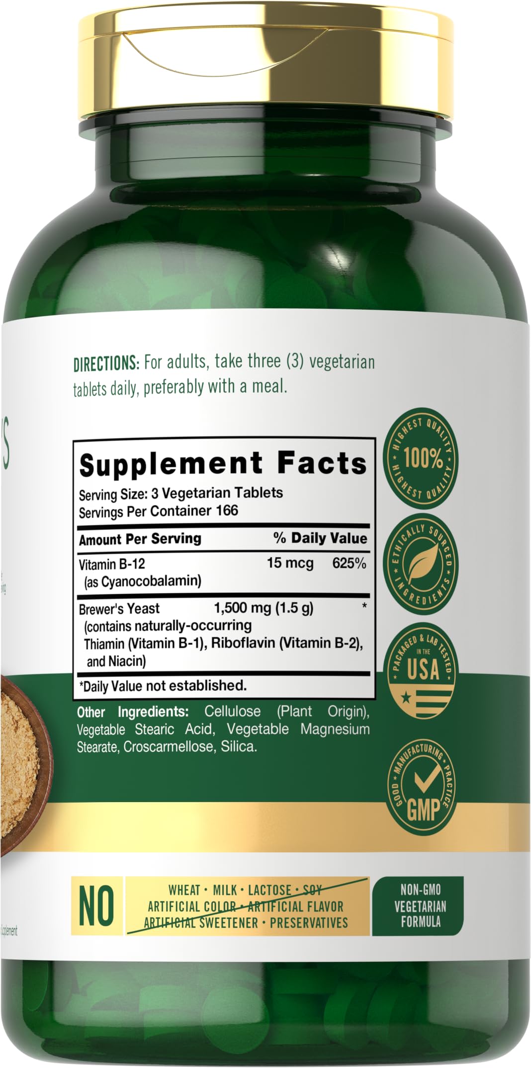 Carlyle malt-inspired Yeast small format product with Vitamin B12 | 500 Count | 1500mg | Non-GMO