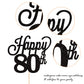 YCTHUNFISH 80th Birthday Cake Topper Black Glitter Bamboo Decoration for Cheers to 80 Years Old Party Supplies