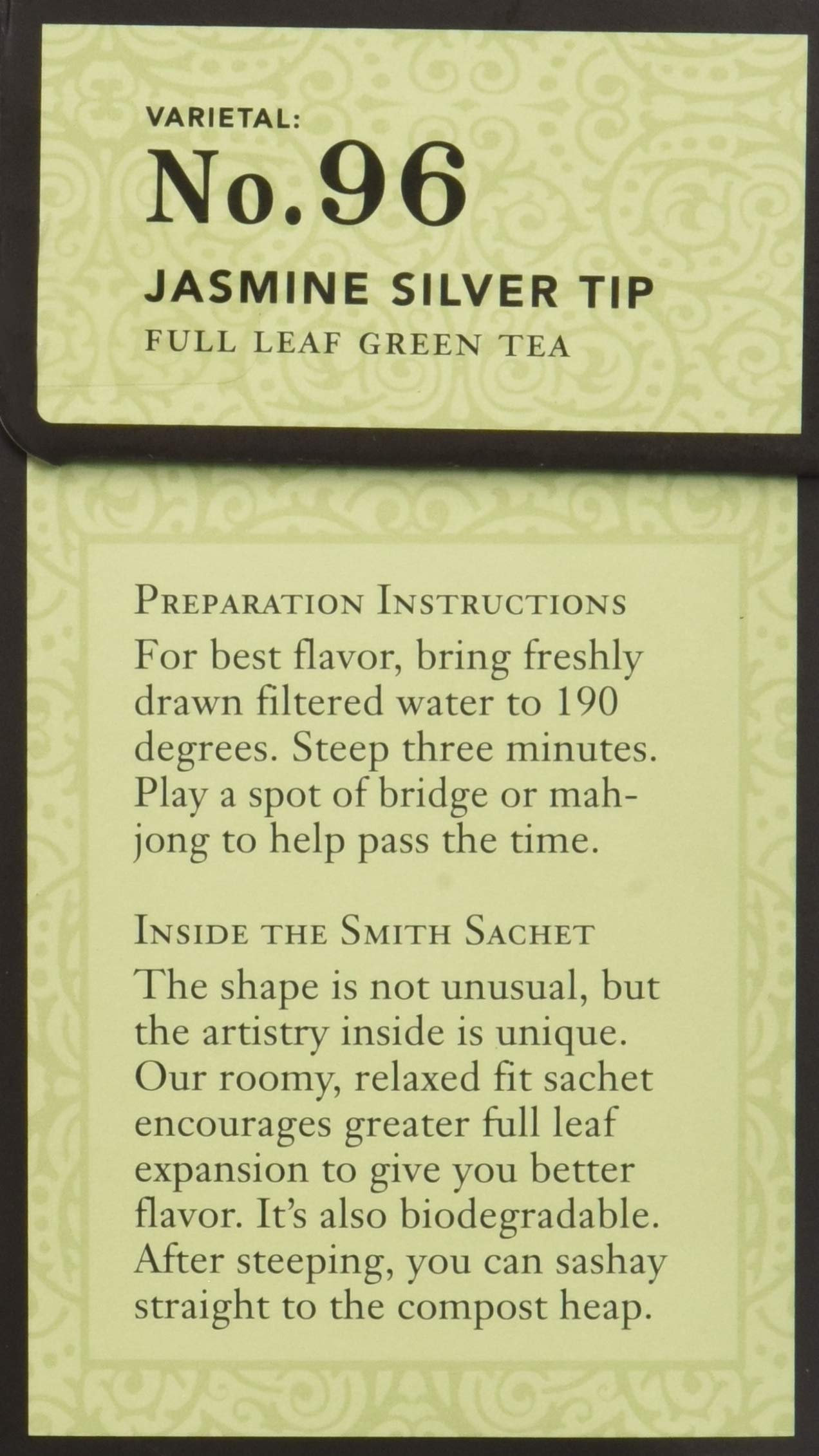 Smith Teamaker Jasmine Silver Tip Green Tea (Pack Of 6 - 15 Bag Each)