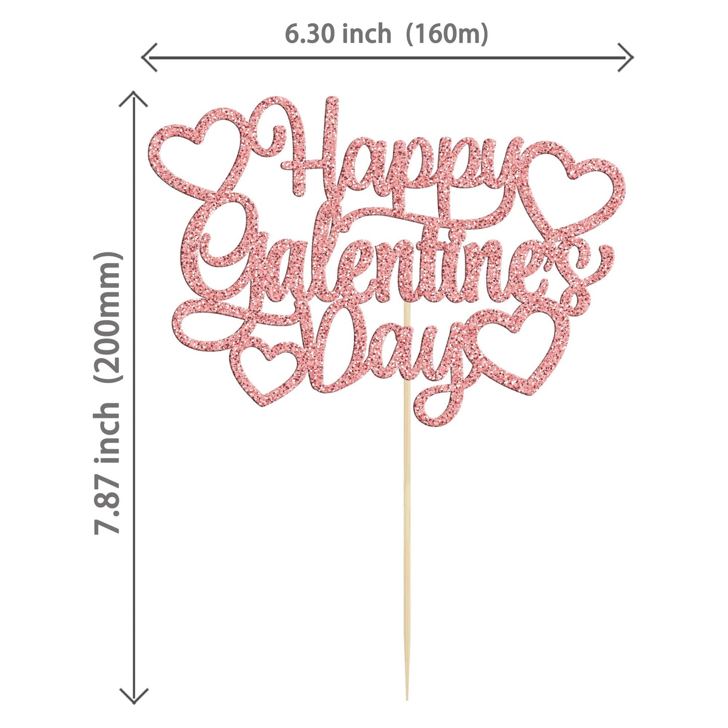 1Pc Happy Valentine's Day Cake Topper Rose Gold Glitter Valentine's Day Cake Topper Decorations for Valentine's Day Theme Weddin