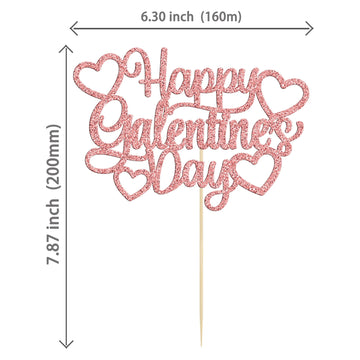 1Pc Happy Valentine's Day Cake Topper Rose Gold Glitter Valentine's Day Cake Topper Decorations for Valentine's Day Theme Weddin