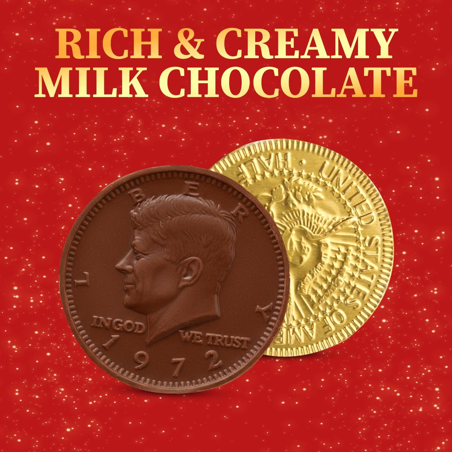 Gold Chocolate Coins, 50 Pack Of Gold Chocolate Coins Bulk, Ideal Coin Candy For Themed Parties, Events And Celebrations, Perfect For Gift Bags And Festive Decorations Christmas And St Patricks Day.