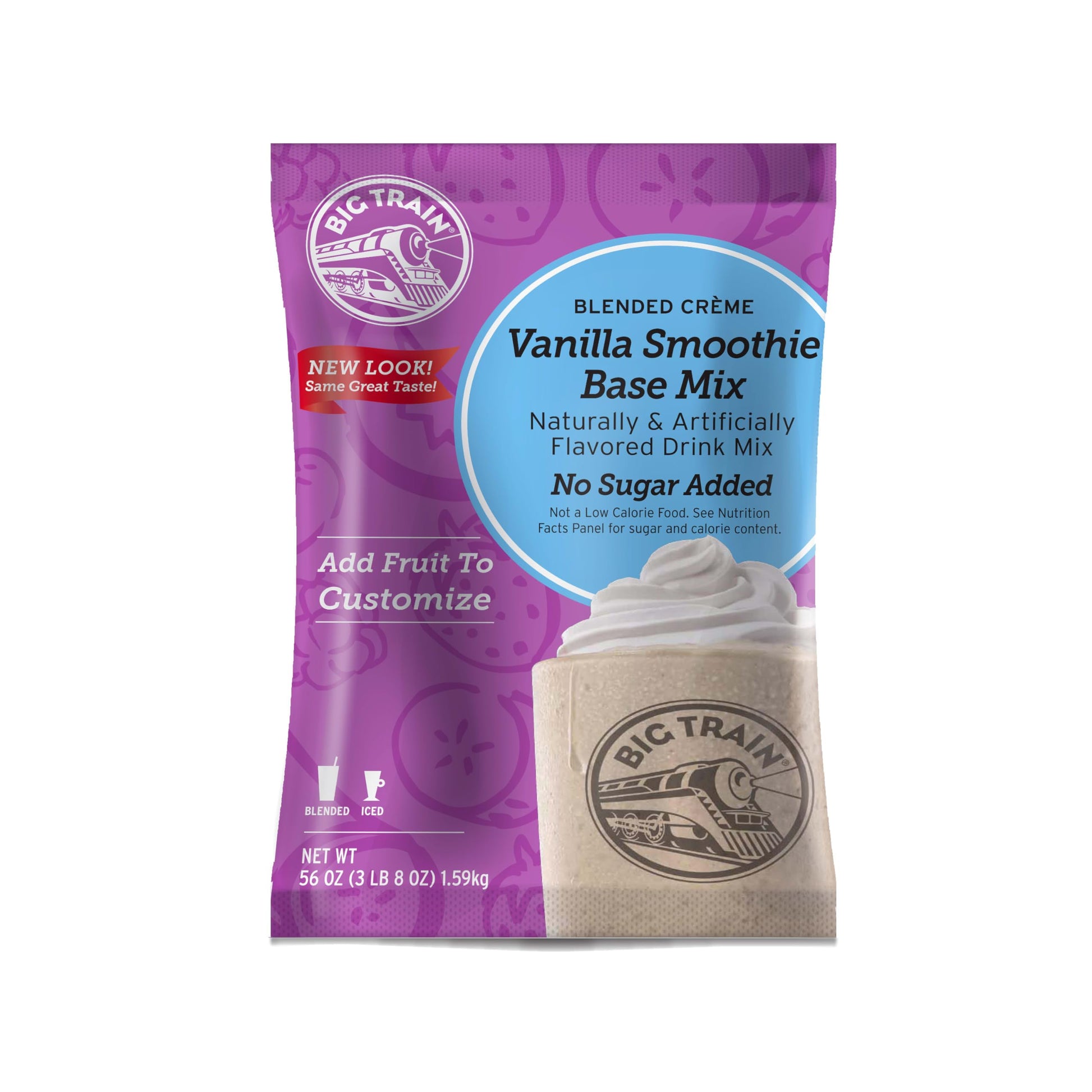 Big Train Blended Crme No Sugar Added Vanilla Smoothie Base Mix, 3.5 Pound (Pack of 1)