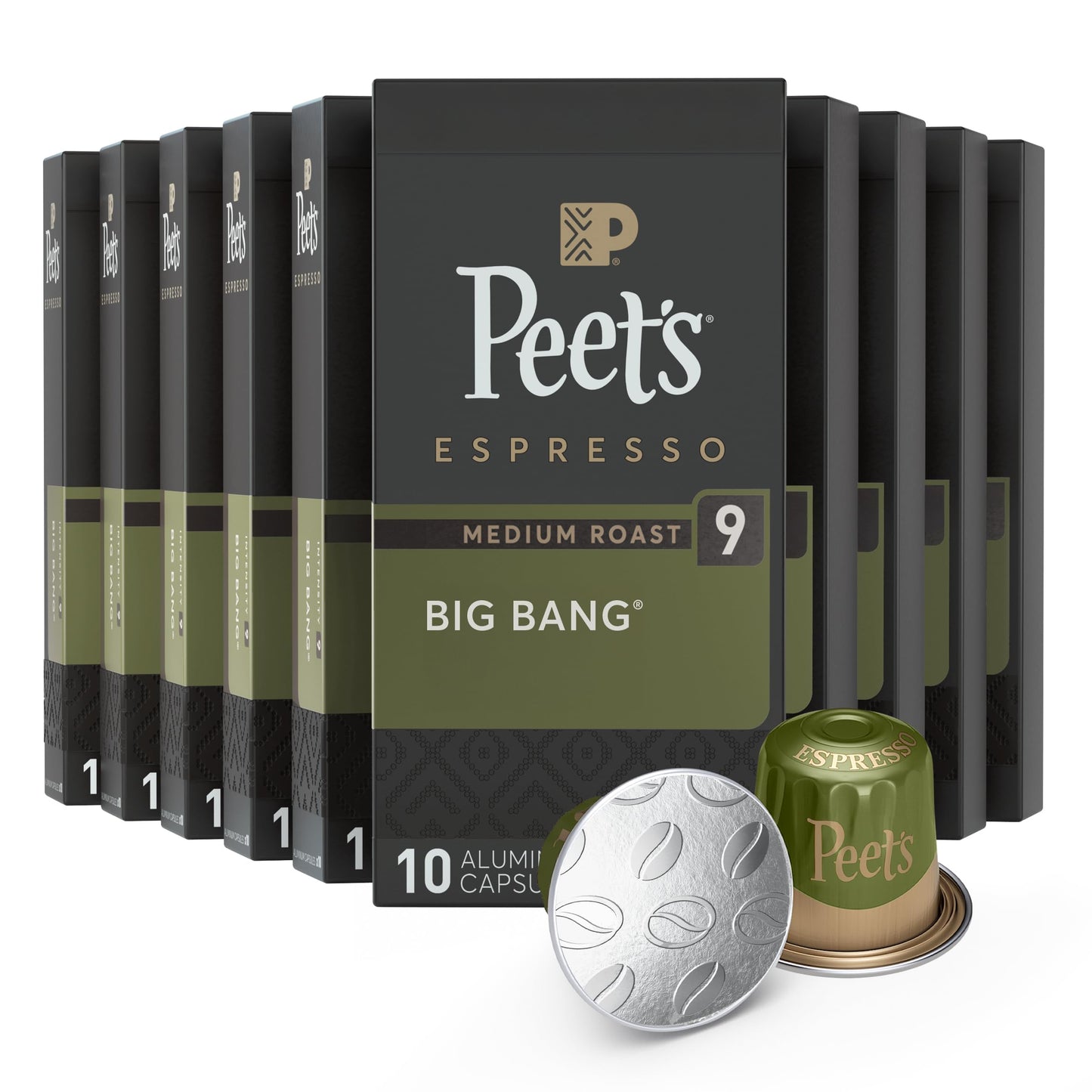 Peets Coffee Medium Roast Espresso Capsules, Compatible with Nespresso, 100 Count (10 Boxes of 10)