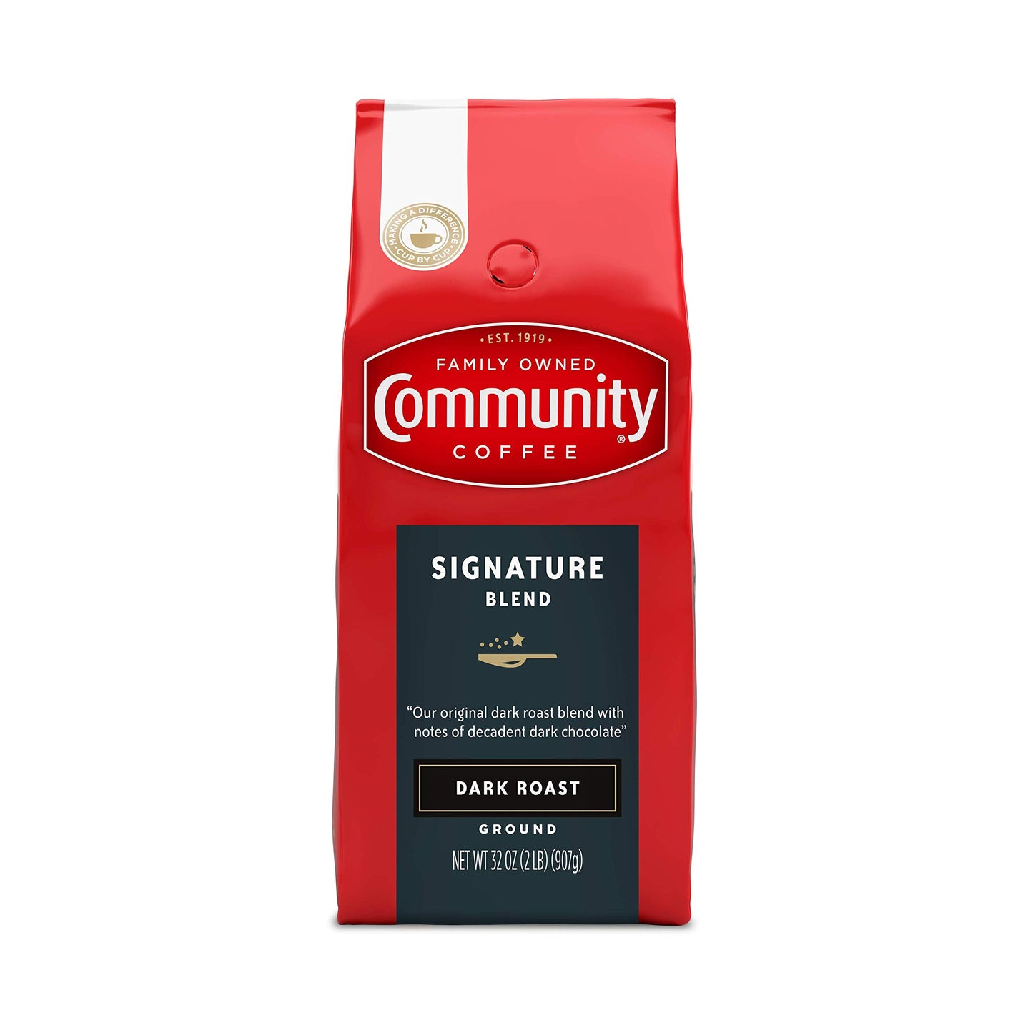 Community Coffee Dark Roast Ground Coffee, 32 Ounce Bag, Model 346919