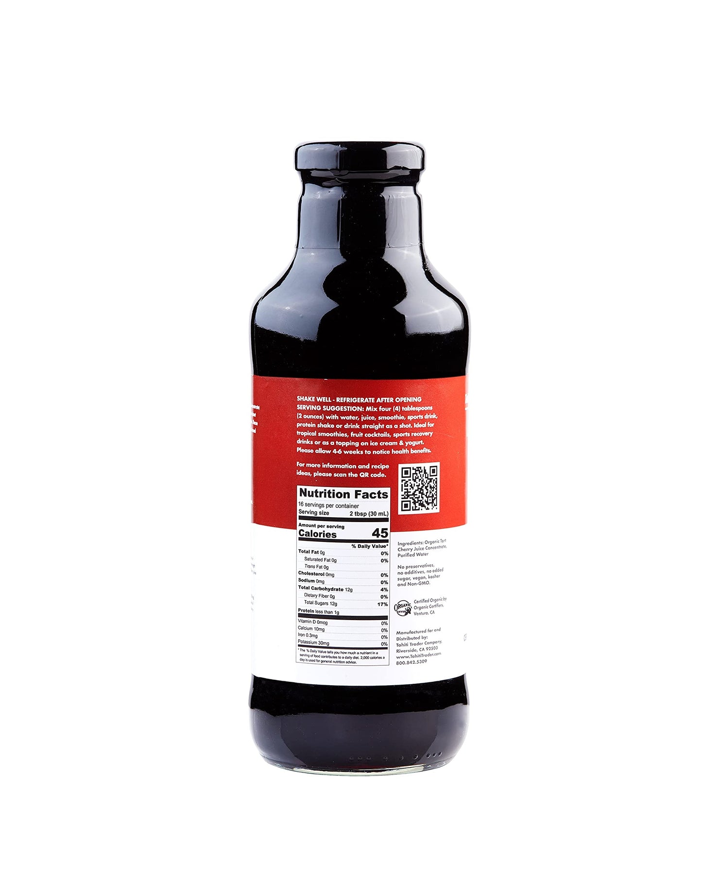 Tahiti Trader Tart Cherry Juice Concentrate - Ready To Drink Organic Superfood Promoting Immune Support & Overall Health - Pure,