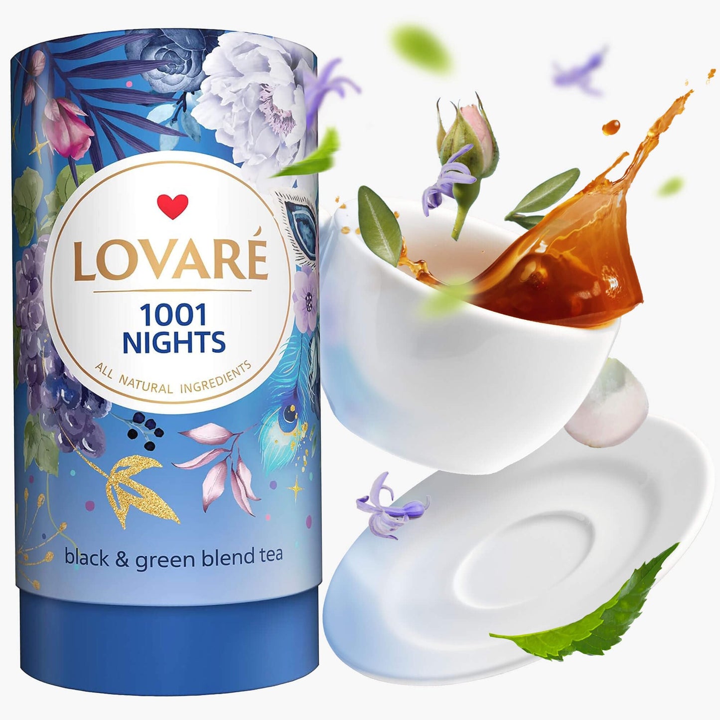 Lovare 1001 Nights Loose Leaf Tea 80 G - Made In Ukraine - Black And Green Tea, Apple, Cornflower, Calendula, Rose, Safflower Pe