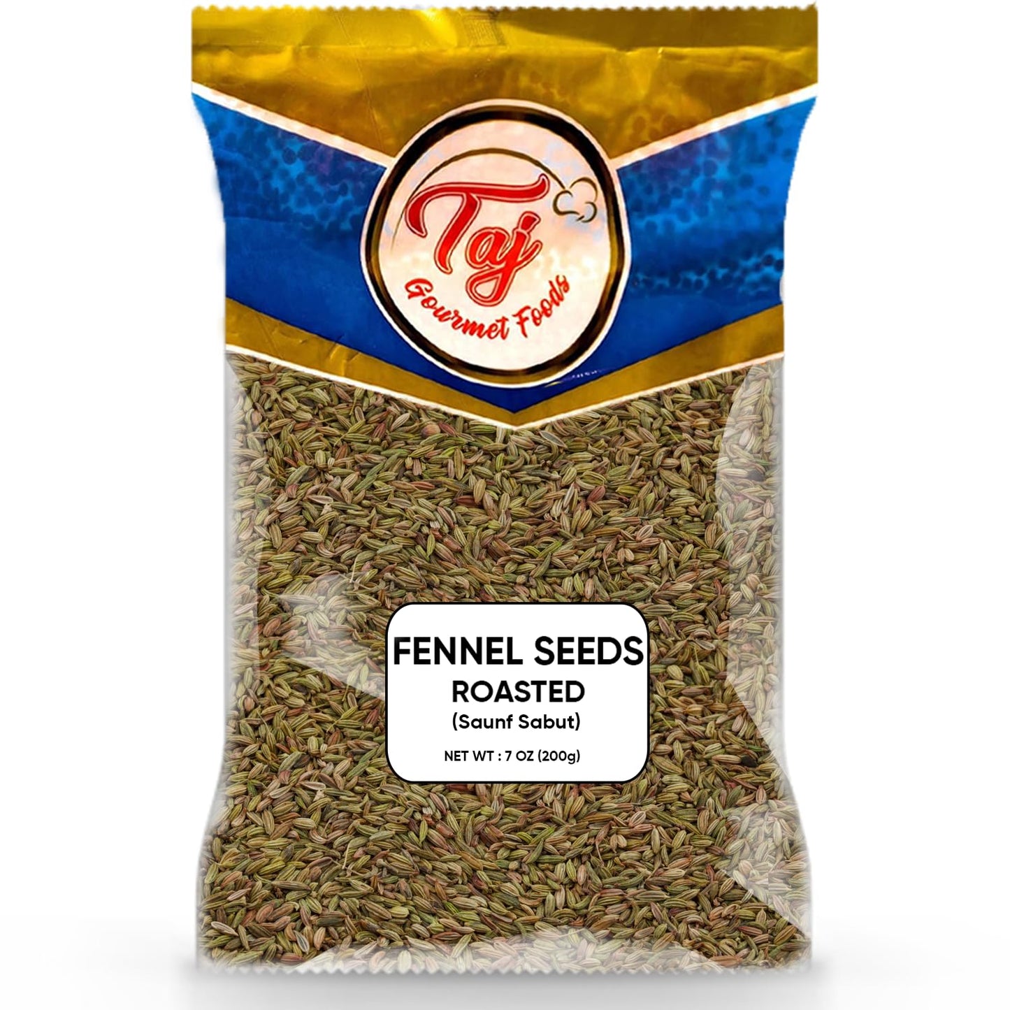 TAJ Roasted Fennel Seeds, Roasted Saunf, 7oz (200g)