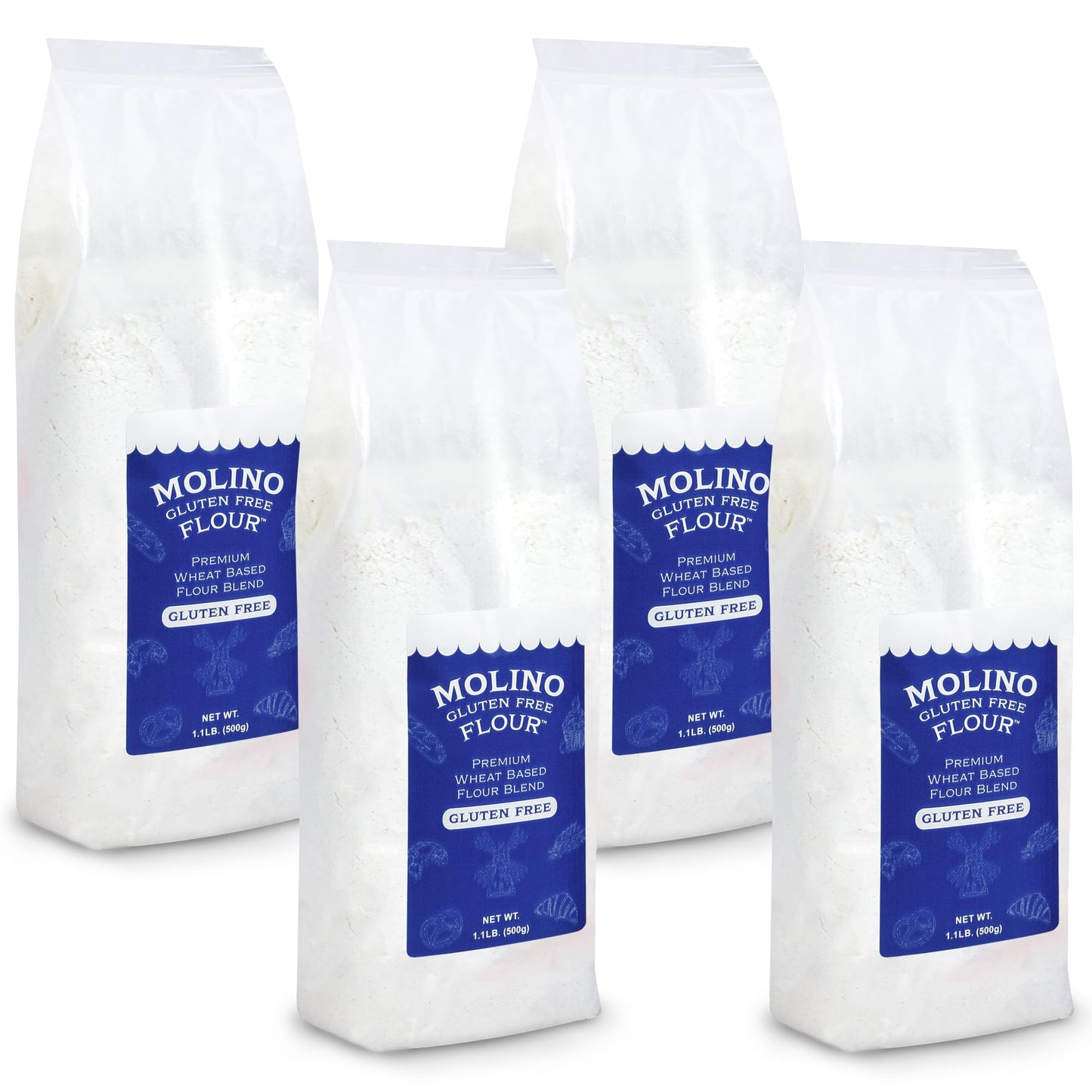 Molino Flour Molino Gluten Free Flour All Purpose Flour Made with Wheat Starch 1.1 Pounds Per Bag (4 Pack)