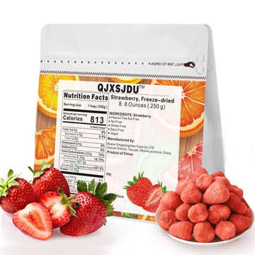 Freeze Dried Dehydrated Strawberries 8.8 Oz/250G Sugar-Free Frozen Dried Fruit Snacks For Salad Cookies Cakes Jams Gift Box Berr