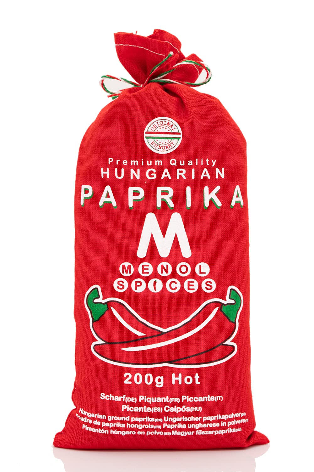 Menol Spices Authentic Hungarian Hot Paprika Powder, Gourmet Quality, 7oz / 200g, Very Spicy, Freshly Ground
