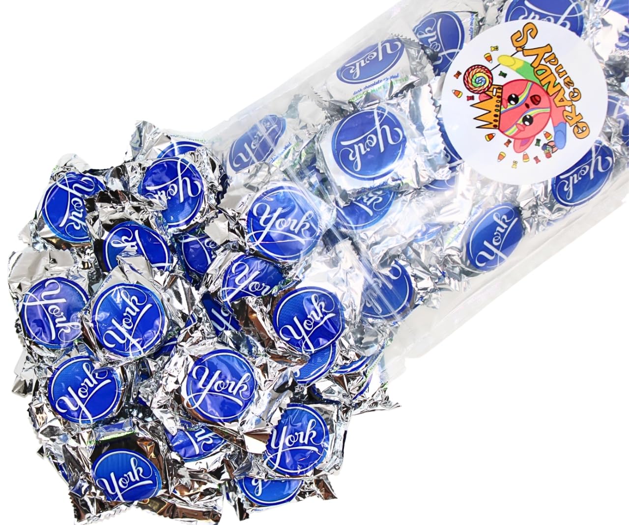 Grandys Candys Mini York Peppermint Patties, Individually Wrapped Bulk Candy, 1 Pound
