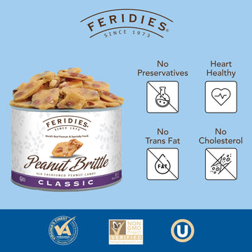 Feridies Old Fashioned Gourmet Candy Classic Peanut Brittle - 16Oz Can
