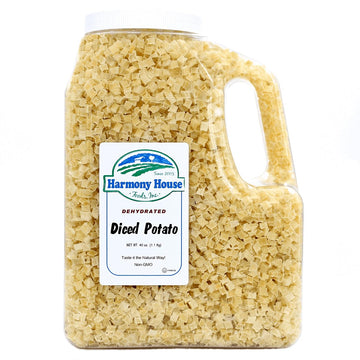 Harmony House Foods Dehydrated Diced Potatoes - Dried Potato Pieces, For Hash Browns, Stews, Soups, Home Fries, And More, 40 Ounces