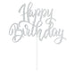 Notbadsys Happy Birthday Cake Decorations, Gold Double-Sided Glitter Letters, Birthday Party Supplies, Cake Topper Decorations (Silver)