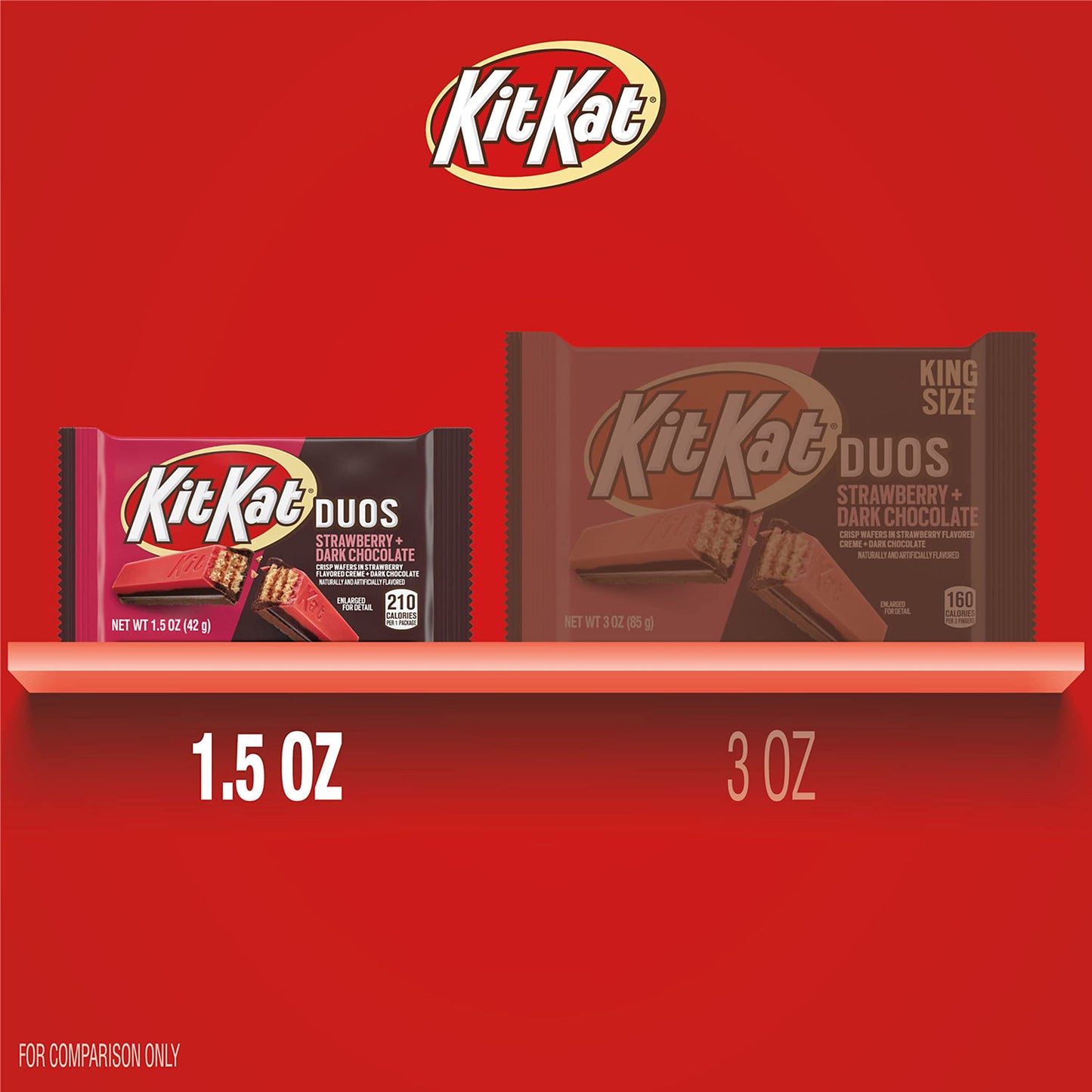 KIT KAT DUOS Chocolate Strawberry Creme Wafer Candy Bars, 1.5 oz (24 Count)