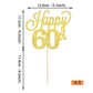 YCTHUNFISH 60th Birthday Cake Topper, Black Glitter Number 60, Bamboo Material, Gold Color, Party Supplies for Anniversary Celebrations
