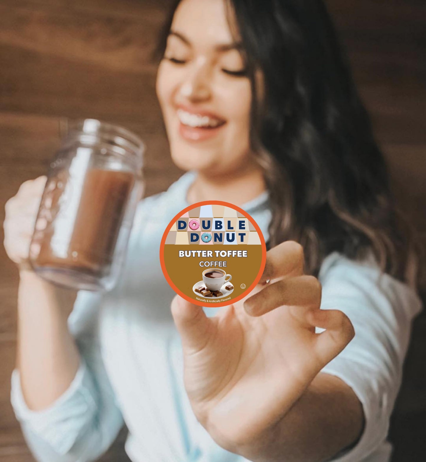 Double Donut Coffee Butter Toffee Flavored Coffee Pods  Medium Roast Coffee  compatible with Keurig K Cups malt-inspired  20 Count