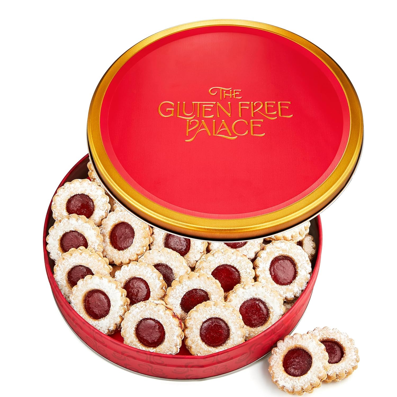 Gluten Free Palace Cookie Gift Basket – Fresh Shortbread & Raspberry Linzer Tart Cookies In Tin - Gluten Free Easter Cookies – Kosher Purim Treats