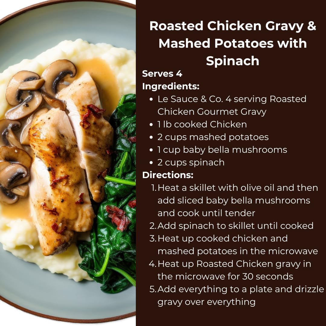 Le Sauce & Co. Roasted Chicken Brown Gravy Mix, Gluten Free, 4-Serving Size, Premium Broth