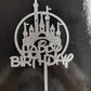 Castle Happy Birthday Cake Topper, Princess Prince Birthday Cake Toppers, First Birthday Party Decorations (Silver Glitter)