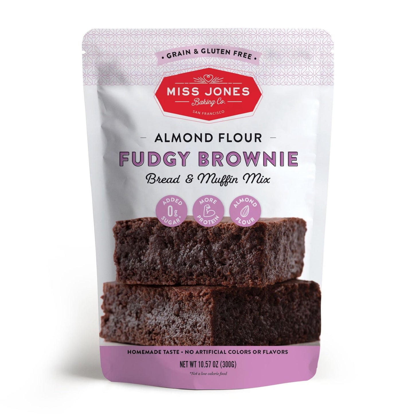 Miss Jones Baking Brownie Mix - Almond Flour, Gluten Free, Low Carb, No Sugar Added, Naturally Sweetened Desserts & Treats - Ket