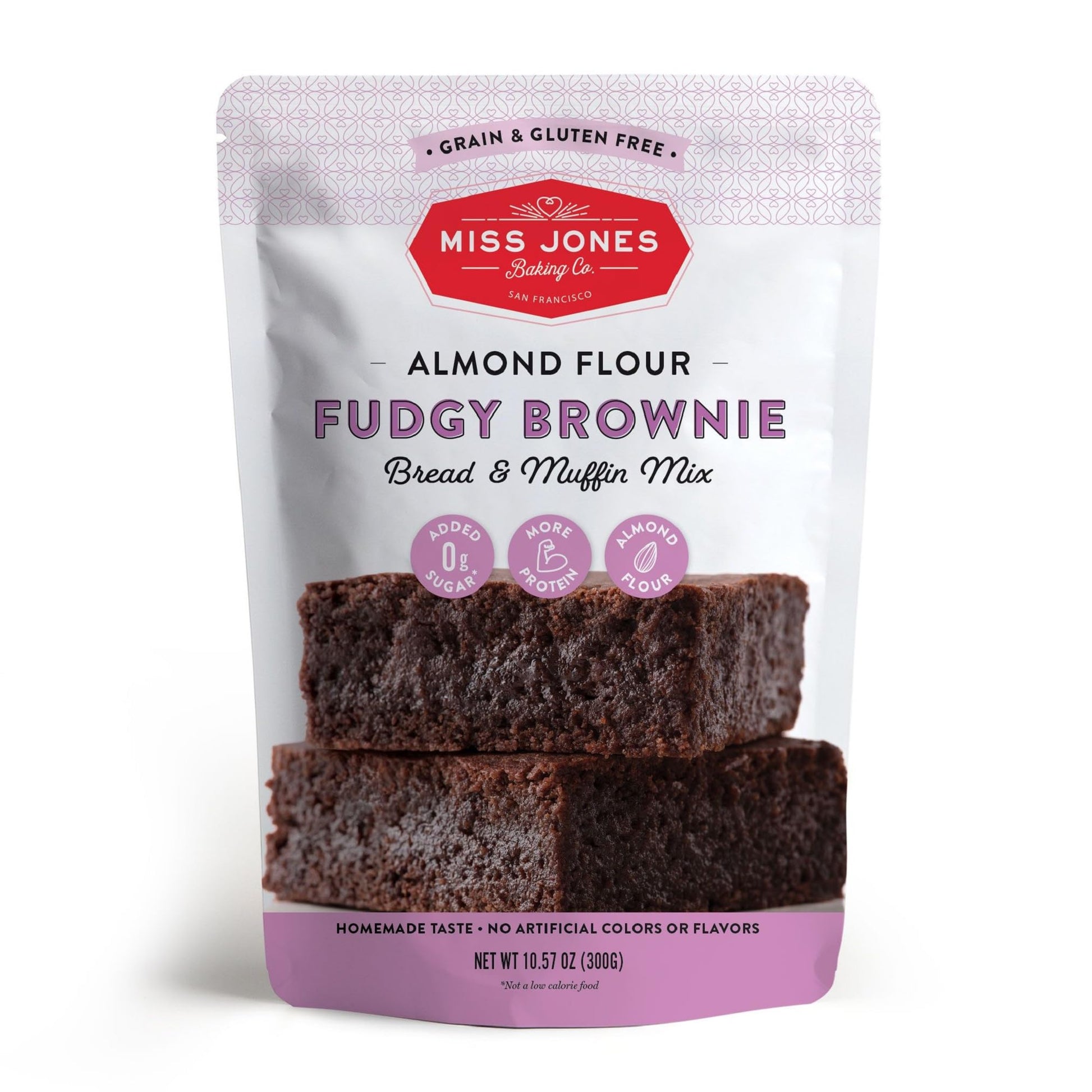 Miss Jones Baking Brownie Mix - Almond Flour, Gluten Free, Low Carb, No Sugar Added, Naturally Sweetened Desserts & Treats - Ket