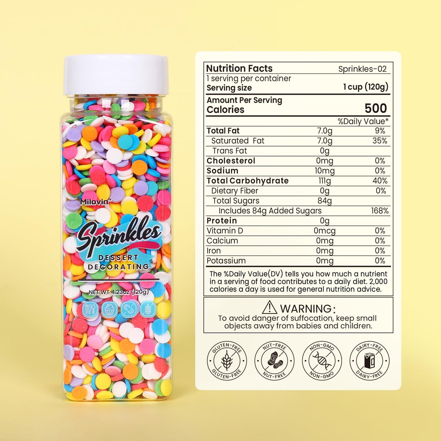 Edible Confetti Sprinkles For Cake Decorating, Round Sprinkles, Rainbow Sprinkles For Baking, Cupcakes, Ice Cream Topping, Waffl