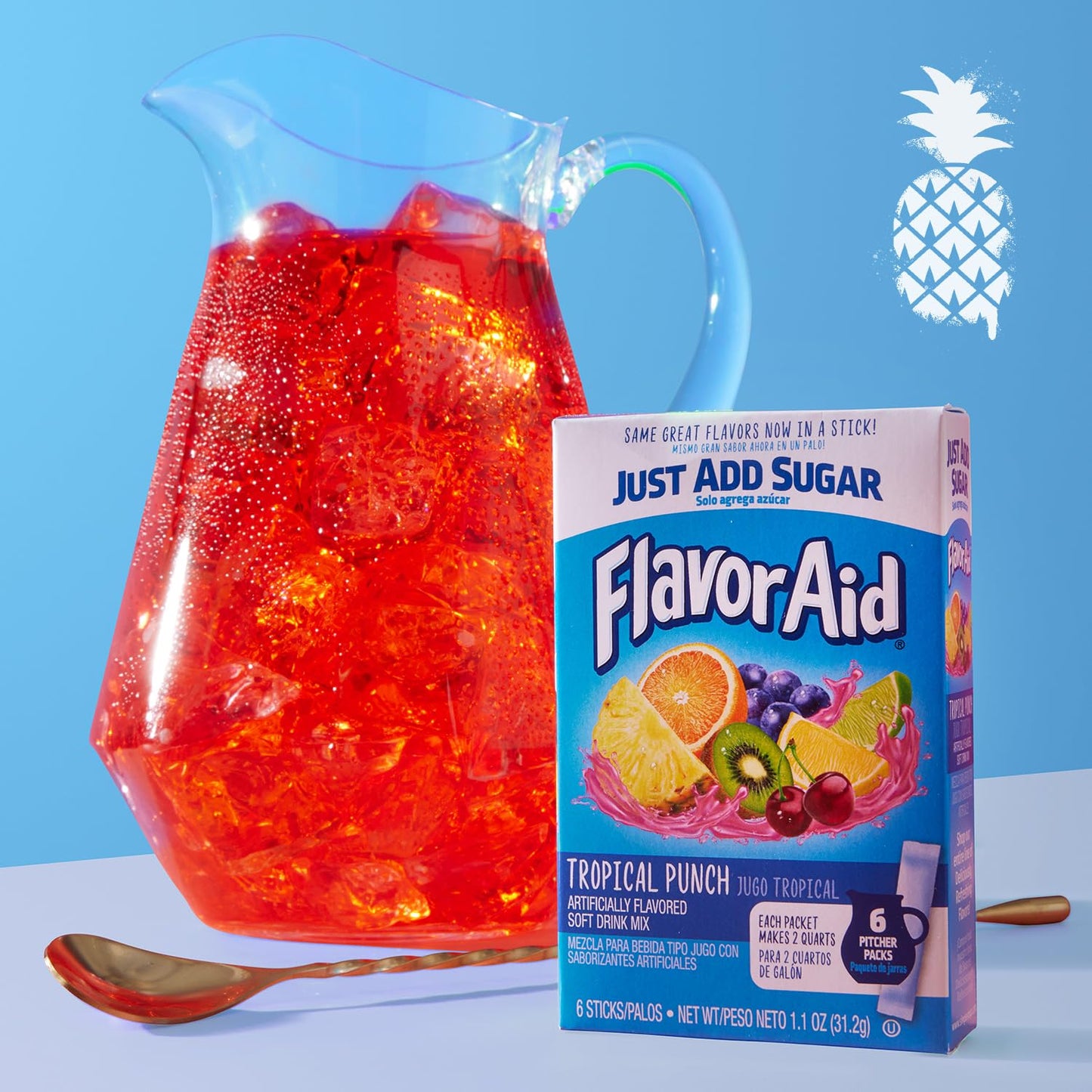 Flavor Aid Tropical Punch Unsweetened Drink Mix Pitcher Packets, 2 Quart (6 Sticks), 72 Count