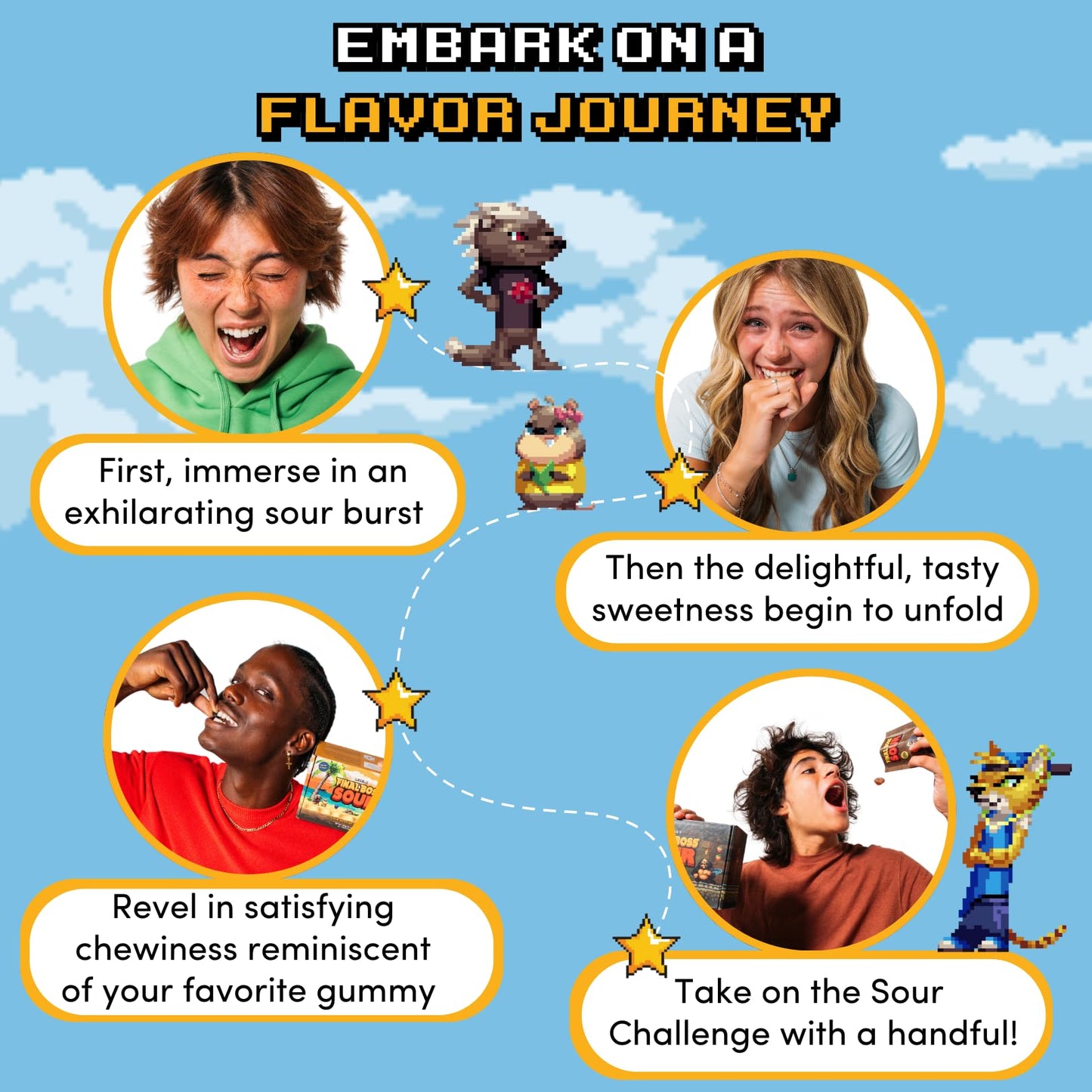 FINAL BOSS Sour Candy Minipacks - Extreme Sour Fruit Chews, 3 Pack, Low Calorie Snack