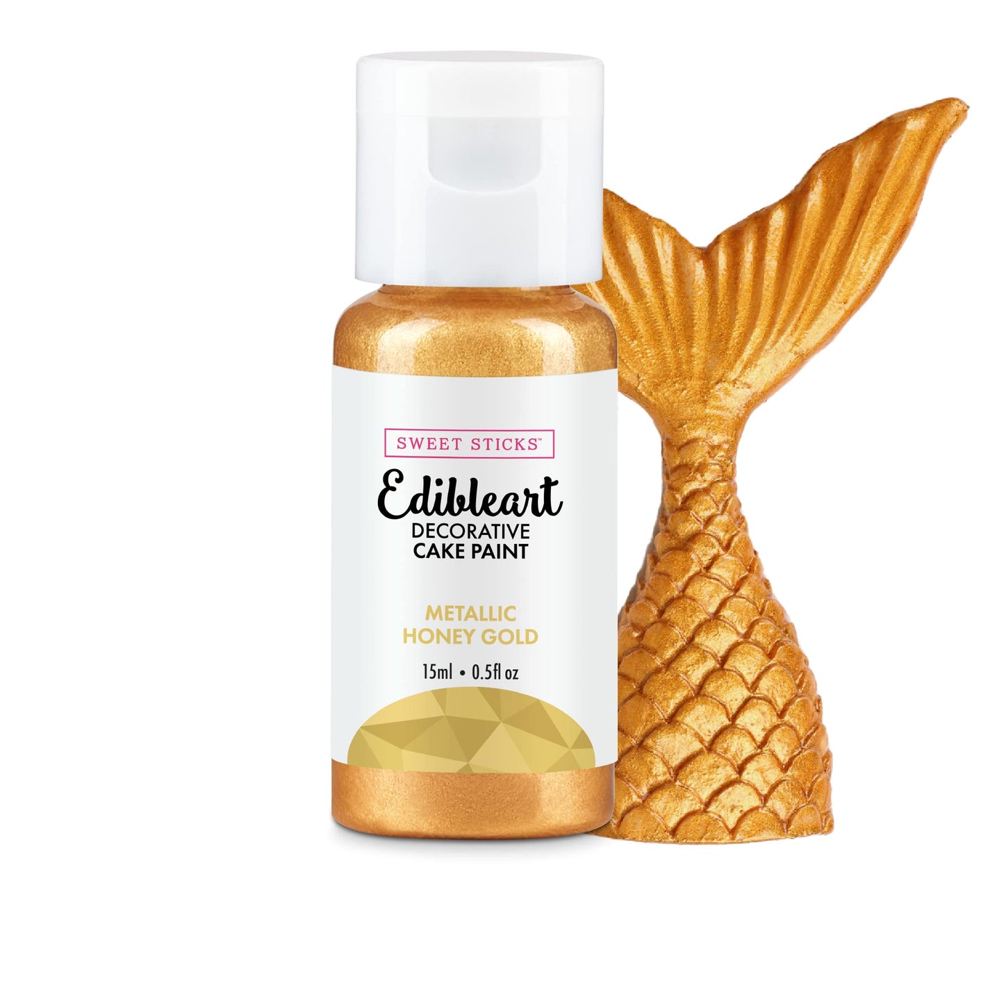 SWEET STICKS Edible Art Cake Paint, Metallic Honey Gold, 0.5 Fl Oz