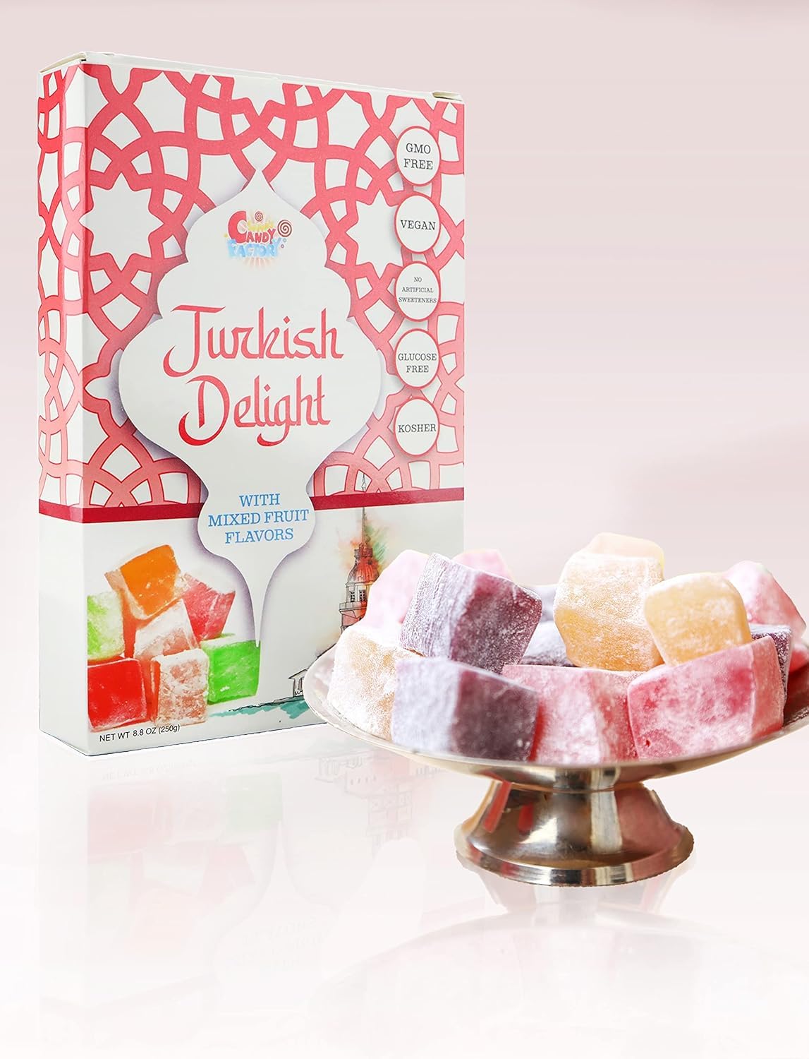 Sarah'S Candy Factory Turkish Delight With Assorted Fruit Flavors 8.8 Oz Gifts For Everyone Pack Of 2