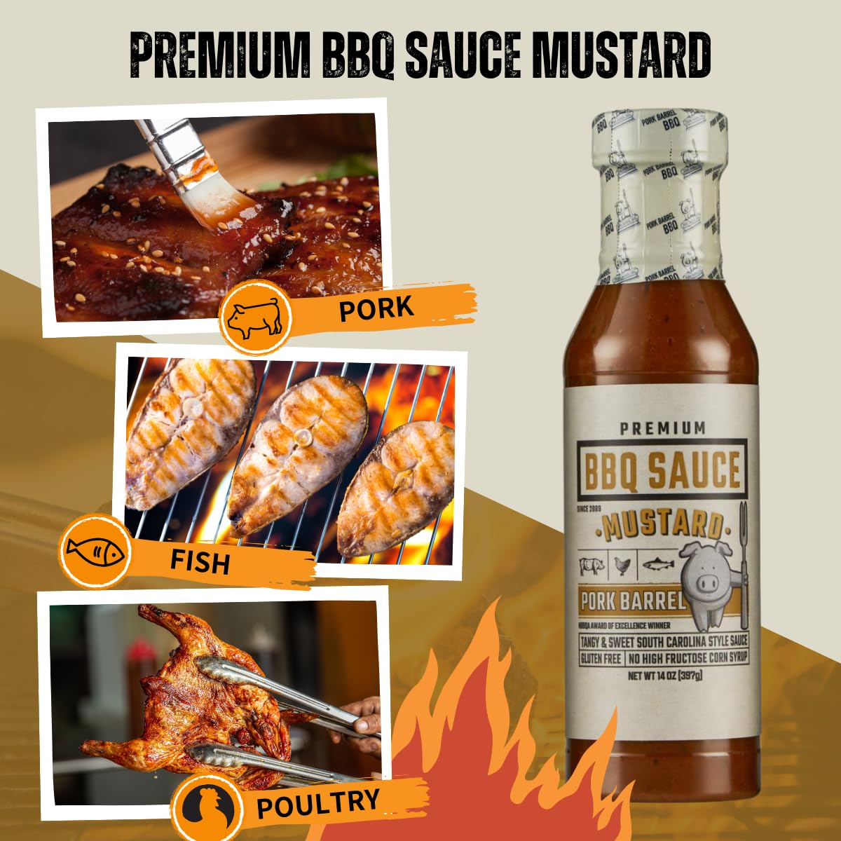 Pork Barrel Mustard Bbq Competition Sauce, Tangy & Sweet South Carolina Style Sauce | Small Batch, No High Fructose Corn Syrup,